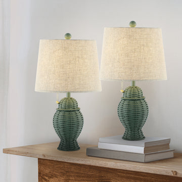 Margie Wicker 20.5" Bohemian Rustic Iron LED Table Lamp - JONATHAN Y